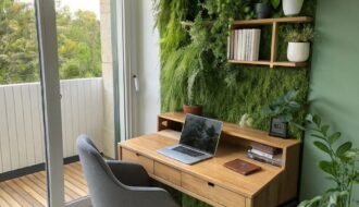 Bureau deco zen couleur foncee vert