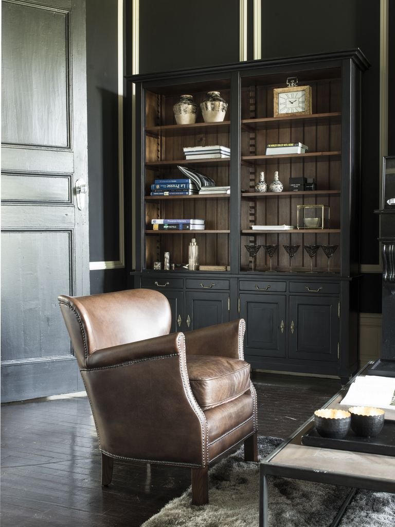 Bureau style anglais bleu marine et noir