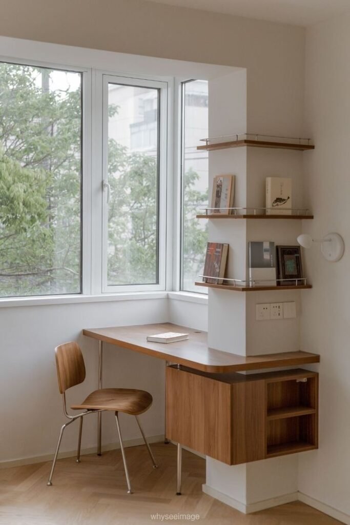 Bureau style japonais angle minimaliste
