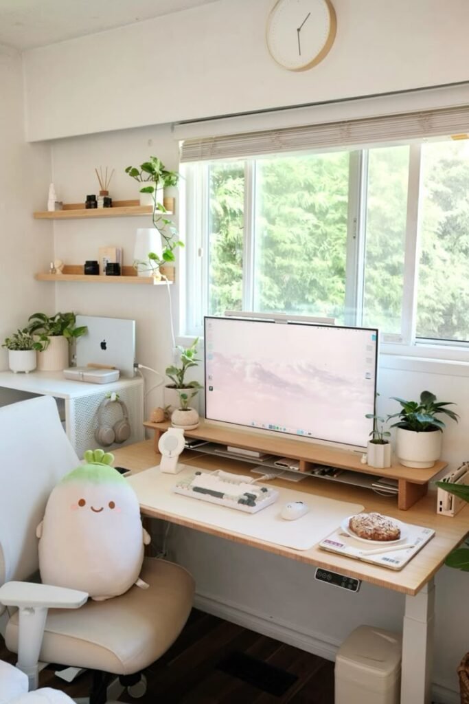 Bureau style japonais kawaii blanc minimaliste