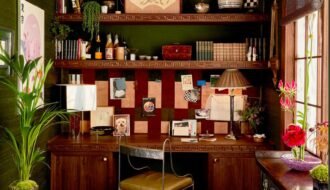 Deco bureau style anglais vert foret