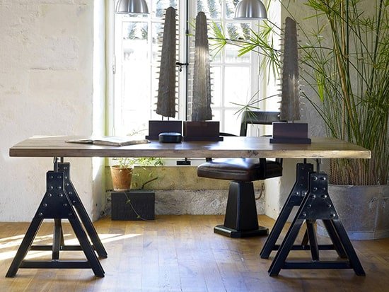 Deco bureau style industriel bureau tretaux metal meubles Bouchiquet