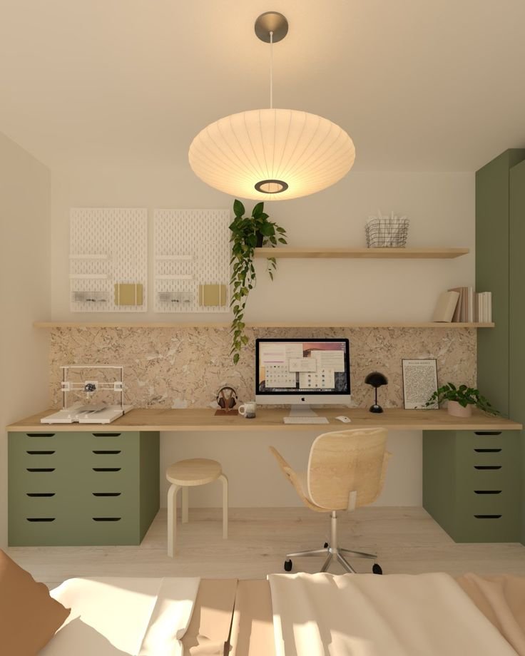 Double bureau dans chambre partagee