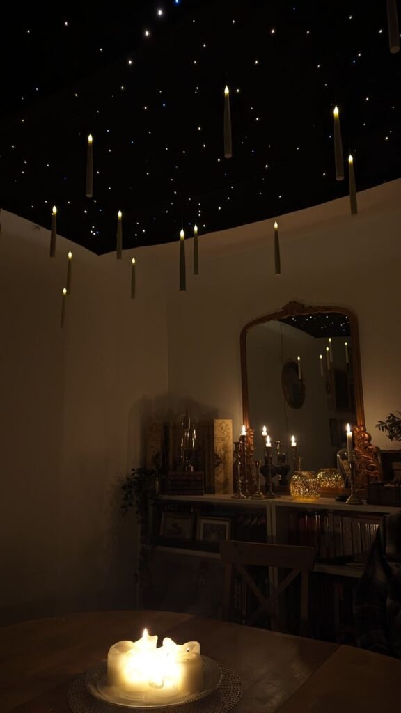 Bougies flottante avec plafond etoile deco chambre harry potter