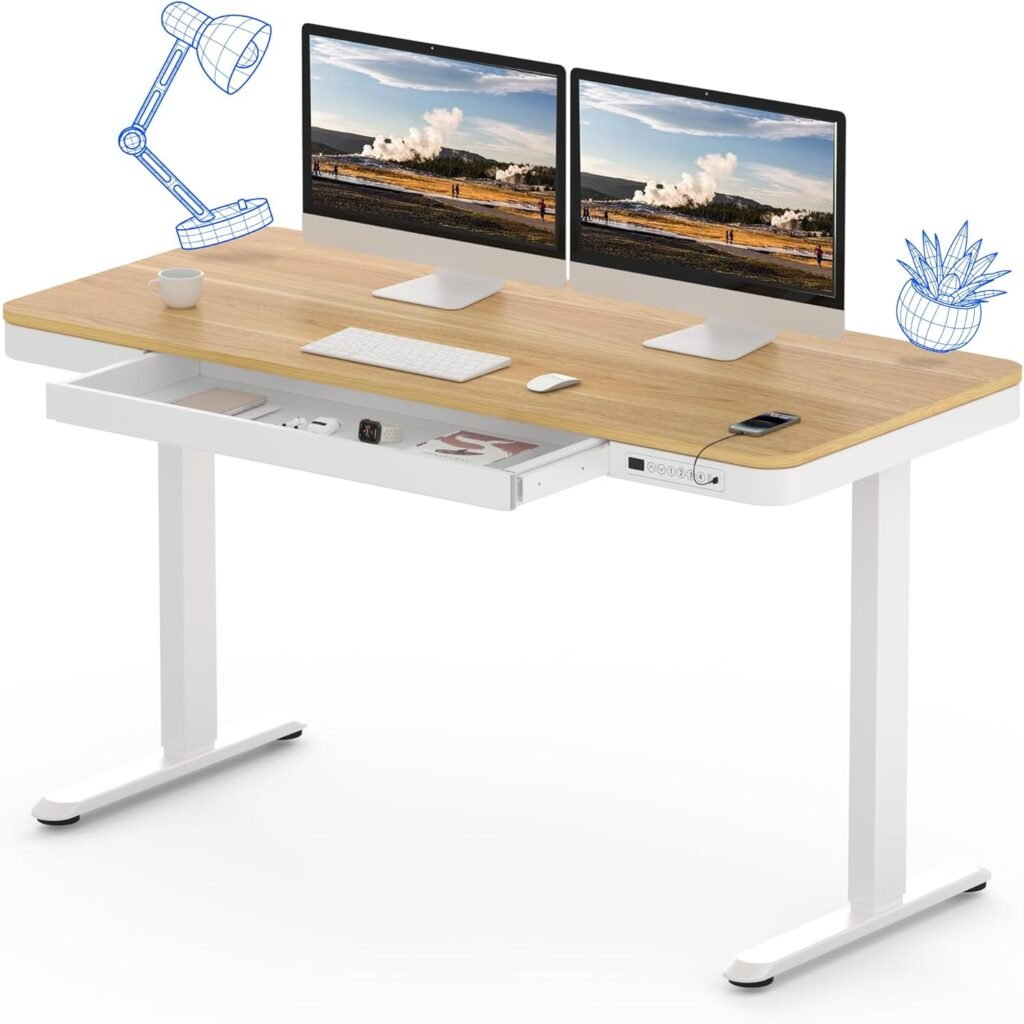 Bureau assis debout Flexispot avec tiroir