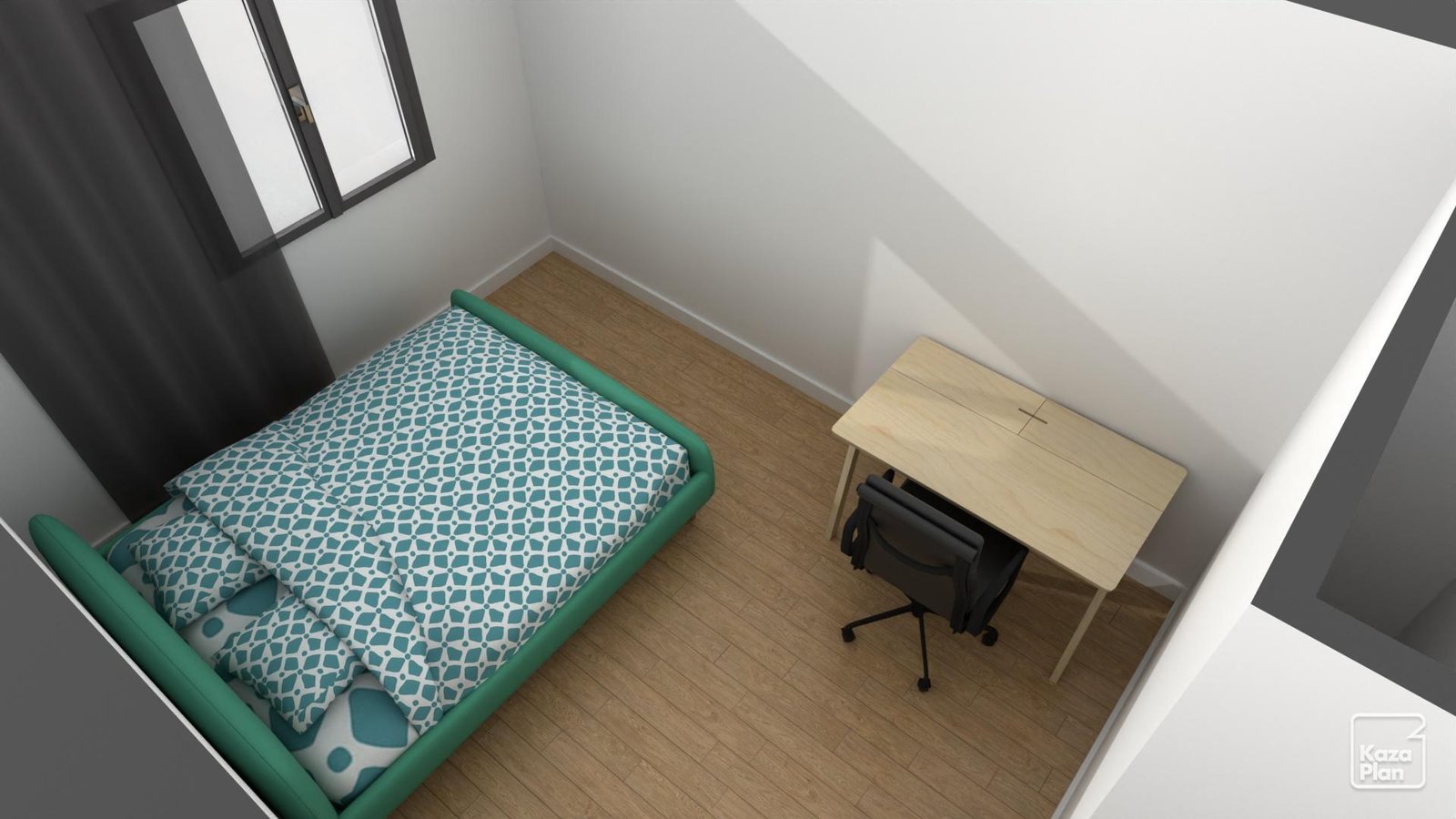 Bureau chambre d amis plan 3d