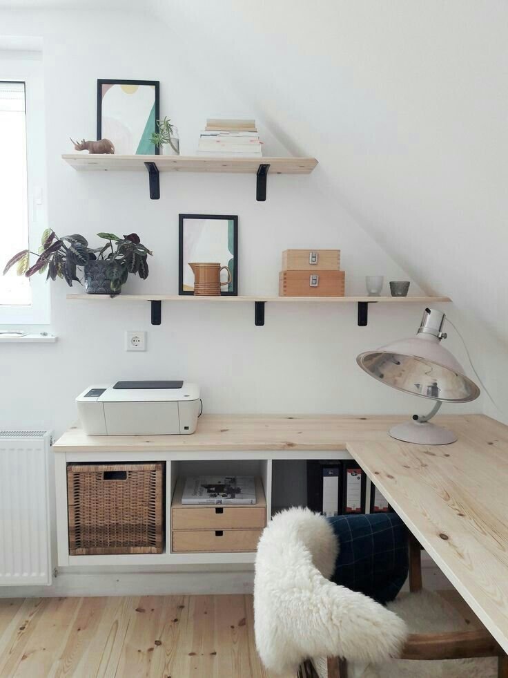 Bureau d angle sous pente avec etageres