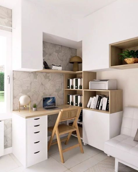Bureau en L dans salon avec canape gris