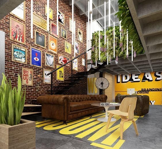 Decorer bureau entreprise mur decore en brique