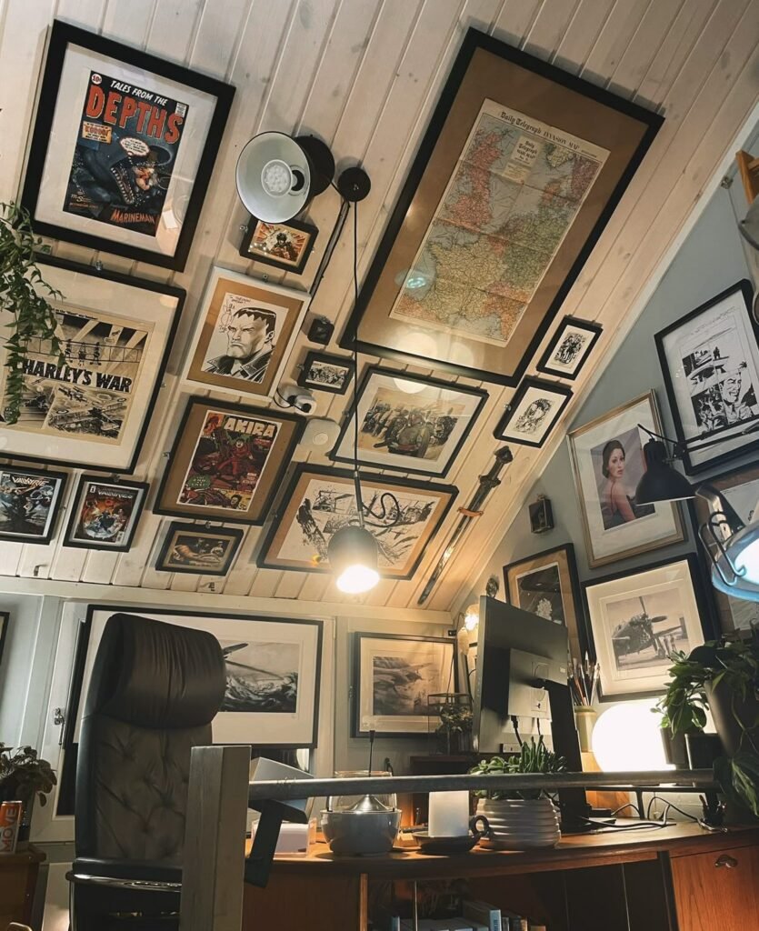 Idee deco bureau ado garcon mur de cadre