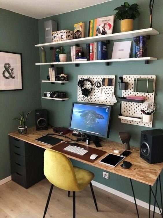 Idee deco bureau ado garcon vert et jaune