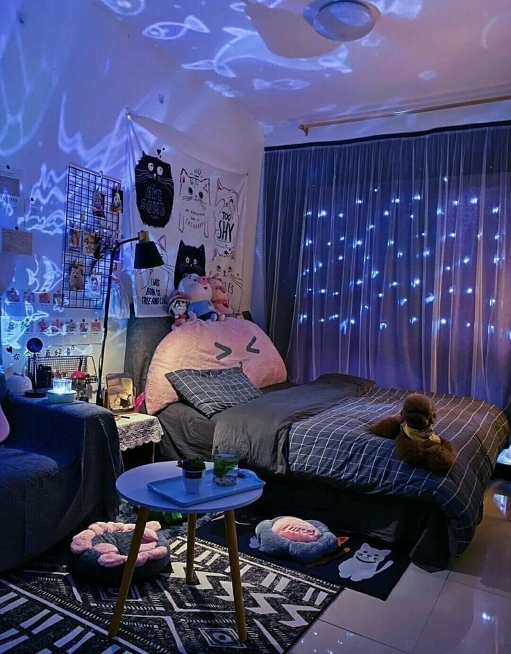 Idee deco chambre ado japonaise kawaii guirlandes
