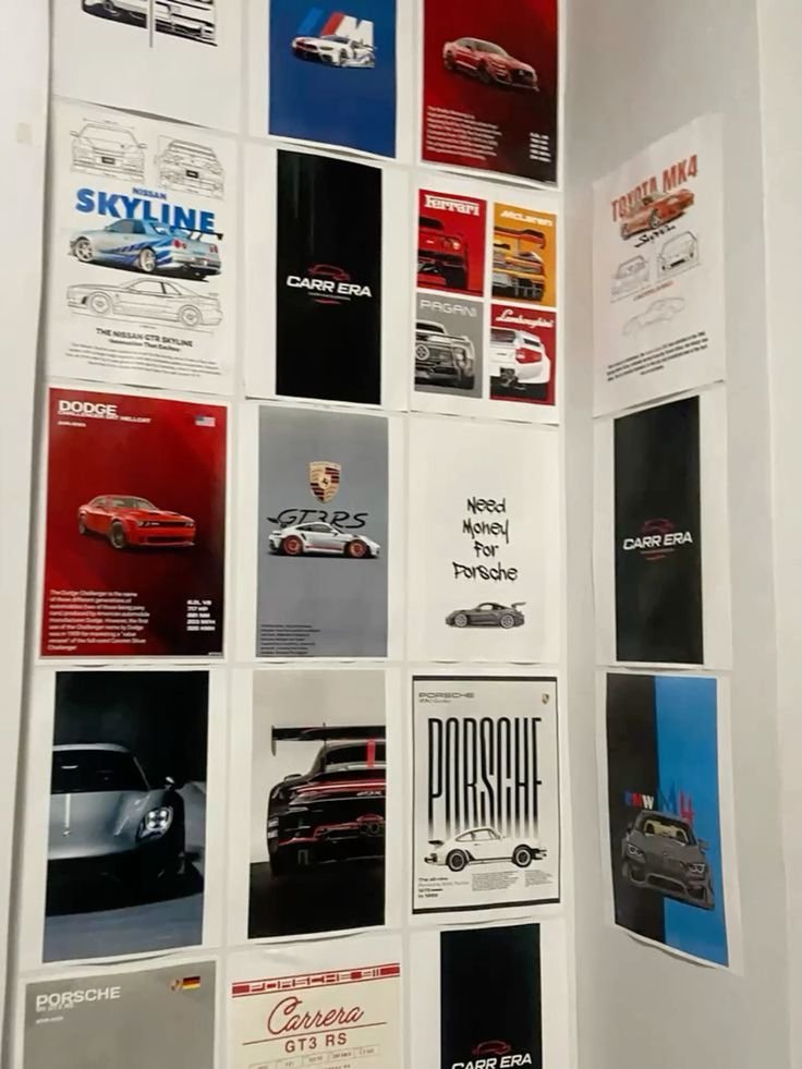 Idees deco bureau ado garcon affiches voiture