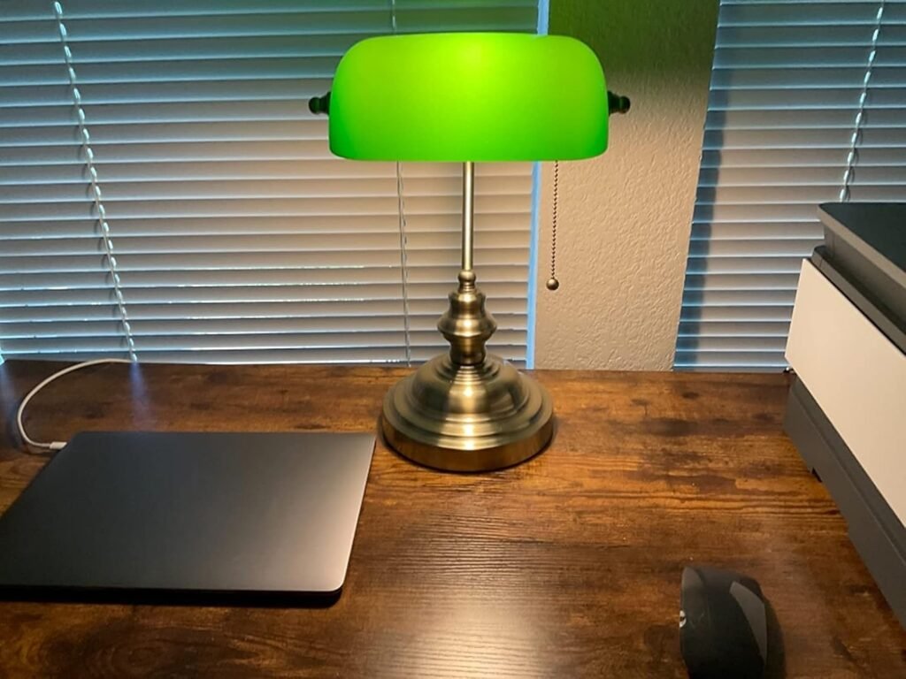 Newrays lampe de banquier verte et doree