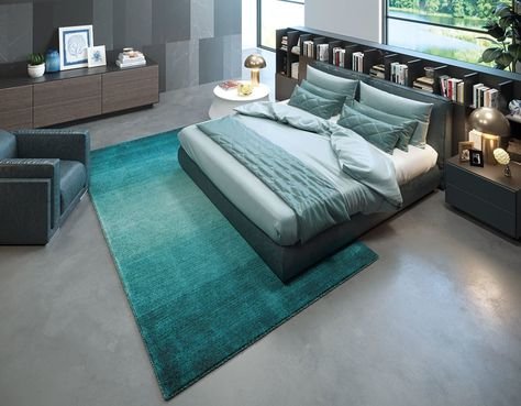 Chambre ado avec tapis bleu canard