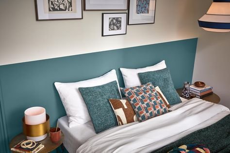 Chambre ado bleu canard et blanche mur deux tons