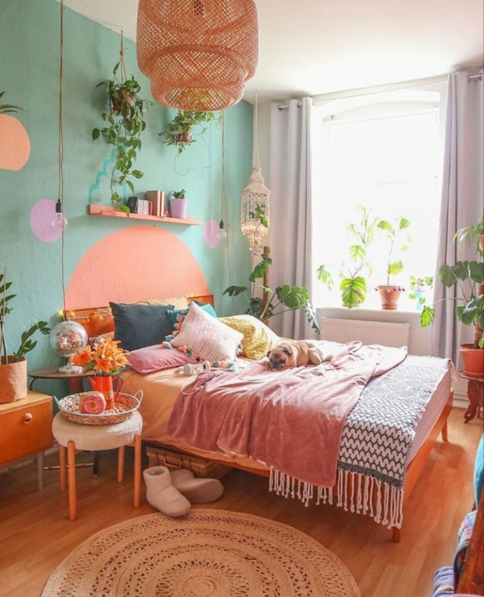 Chambre ado couleur pastel eclectique