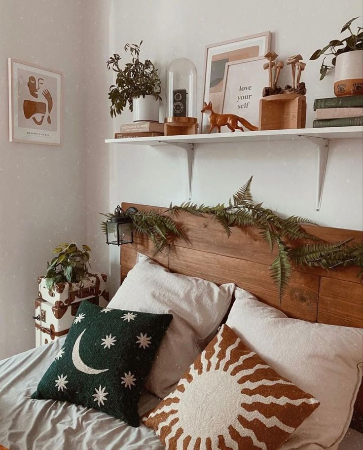 Chambre ado couleur taupe style boheme coussins