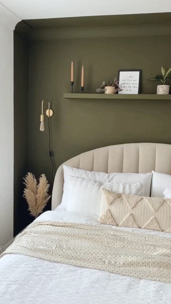 Chambre ado kaki et neutre beige