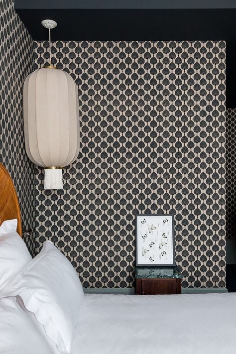 Chambre ado noir et blanc chic papier peint baroque