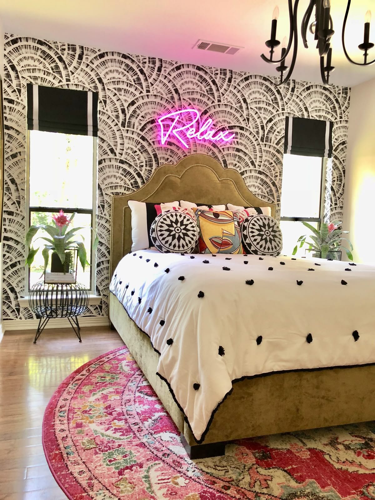 Chambre ado noir et blanc fille papier peint