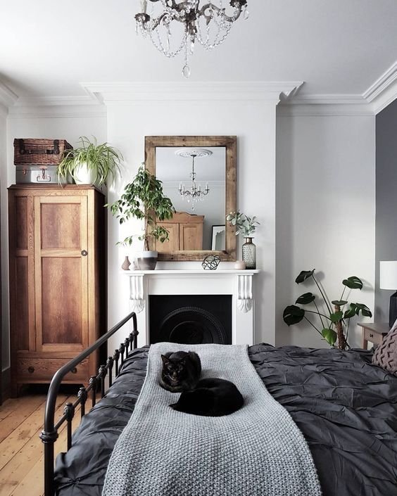 Chambre ado noir et blanc style vintage