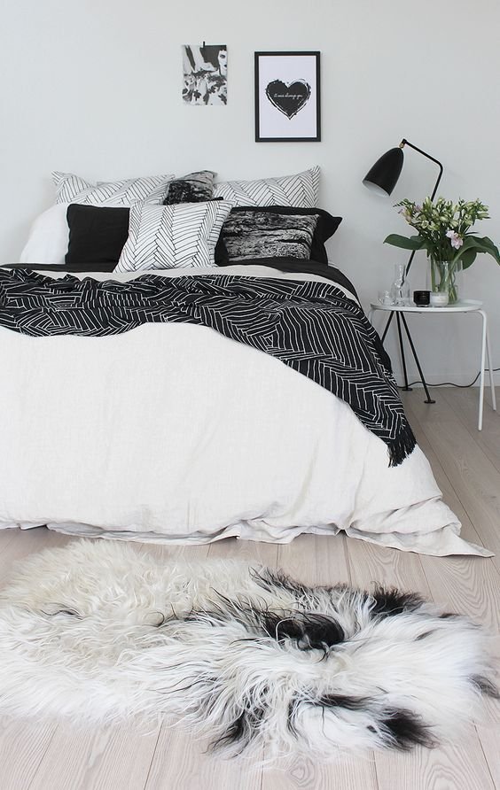 Chambre ado scandinave noir et blanc