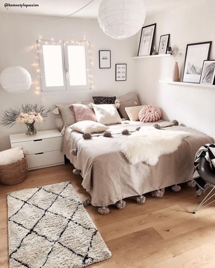 Chambre ado style scandinave taupe et rose
