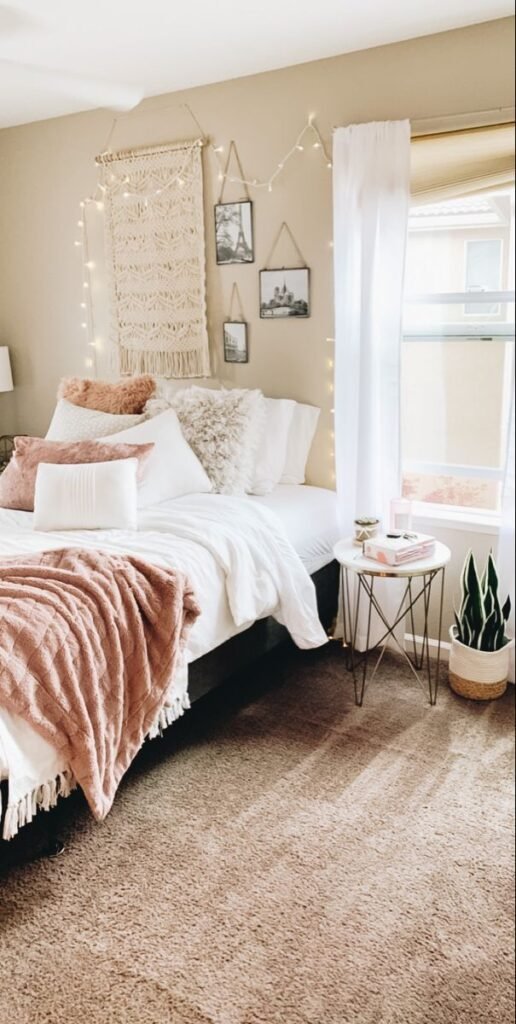 Chambre ado taupe et rose poudre