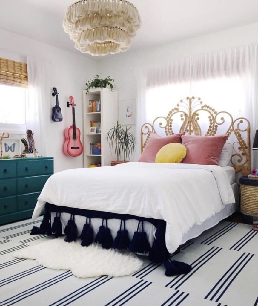 Chambre bleu canard ado teintes neutres evolutive