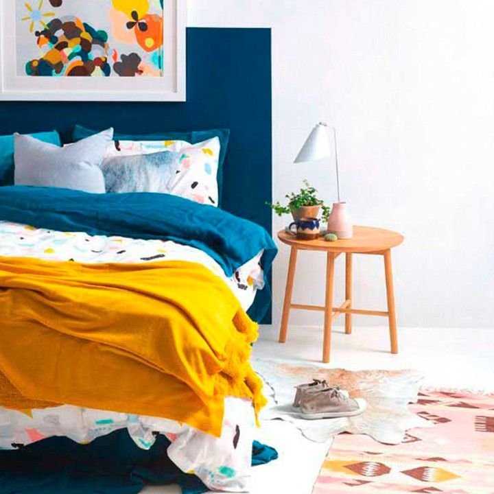 Chambre bleu canard et jaune moutarde ado
