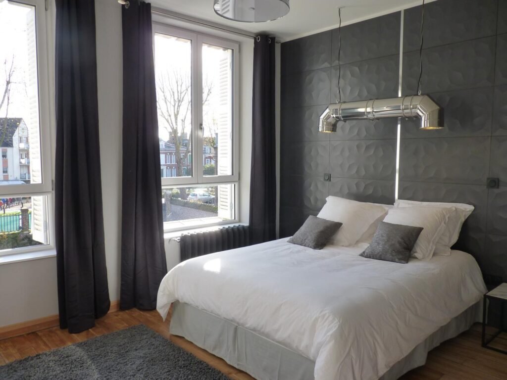 Chambre henri noir et blanc le rhino raye