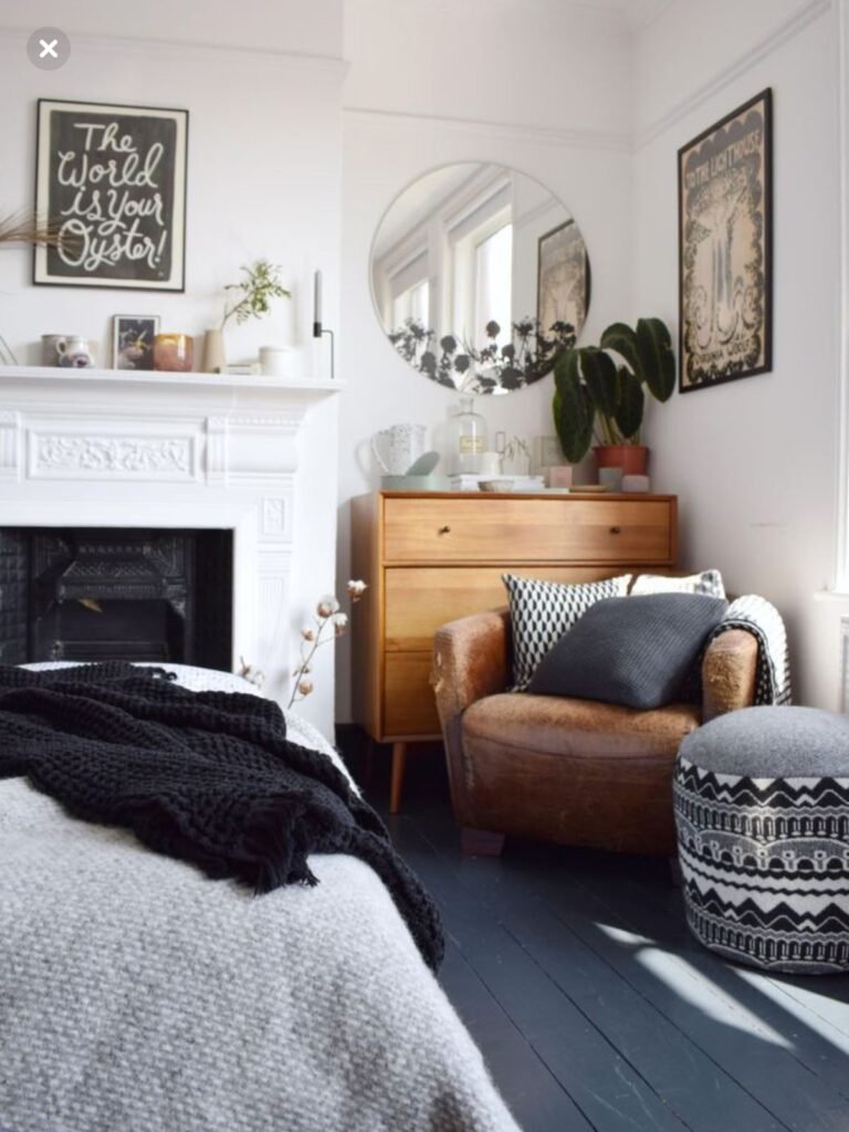 Chambre noir et blanc ado vintage