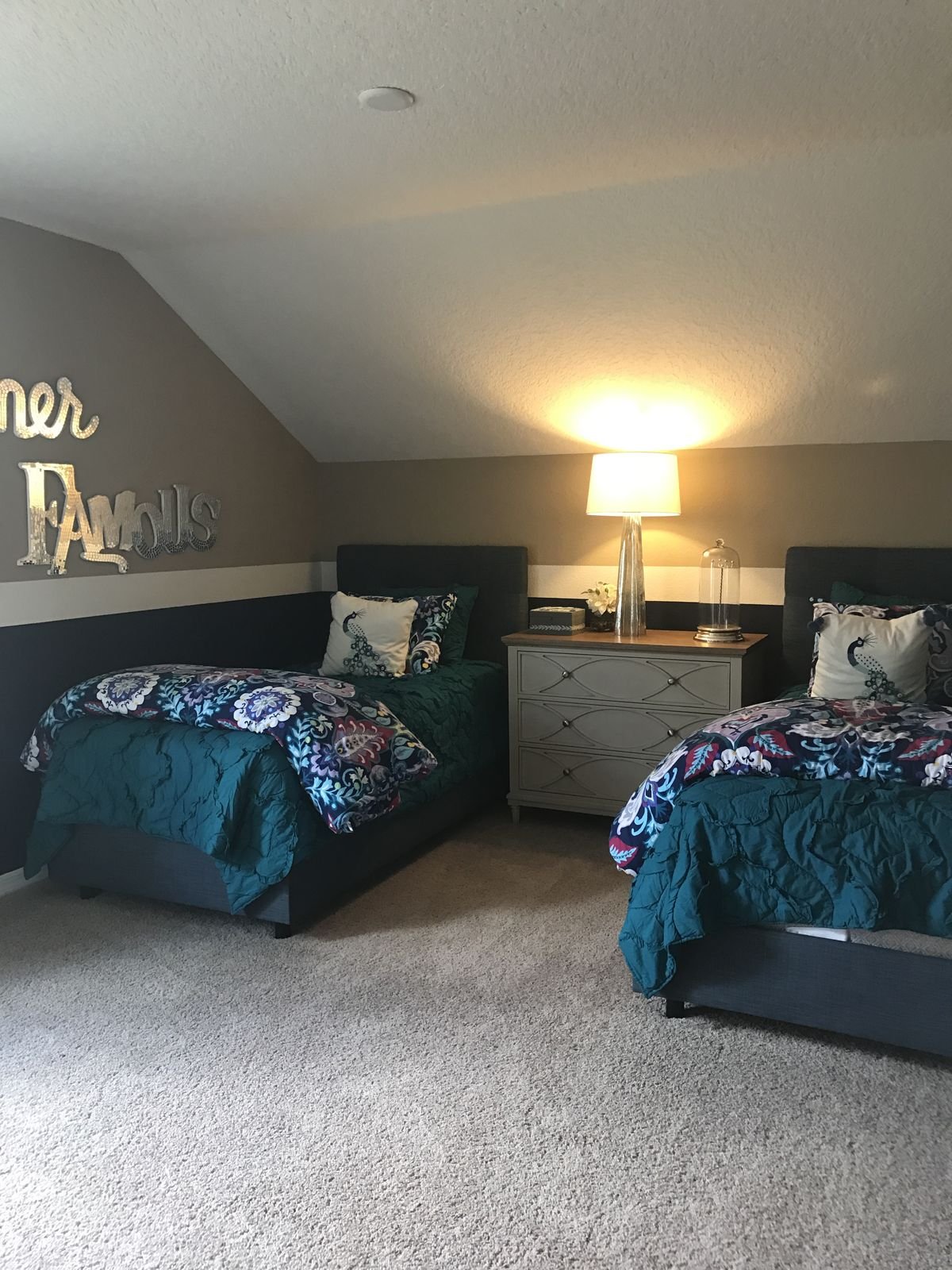 Chambre pour deux ados bleu canard