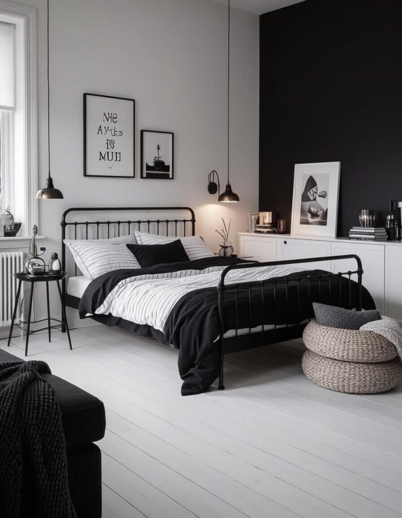 Deco chambre ado noir et blanc scandinave
