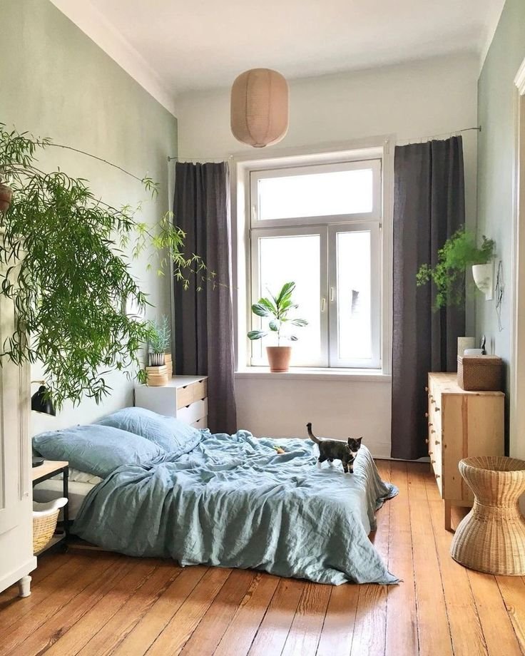 Deco chambre ado scandinave pastel avec mur vert d'eau