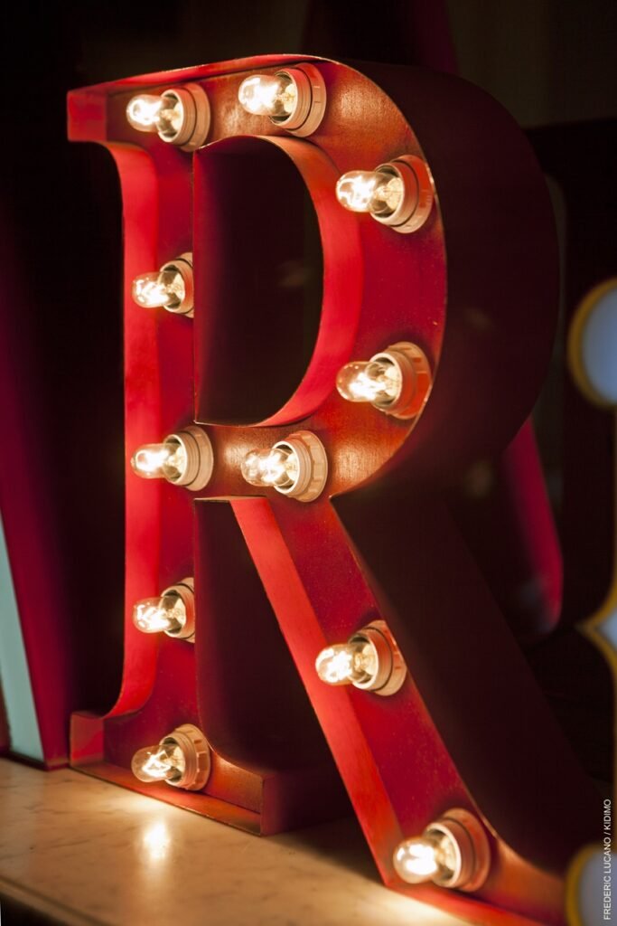 Enseigne lumineuse vintage lettre pour deco chambre ado industriel