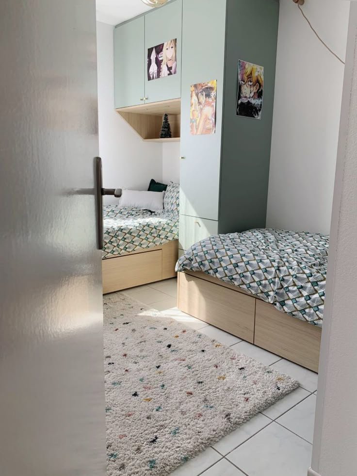 Chambre pour deux ados filles gris et bos Clara Orsat