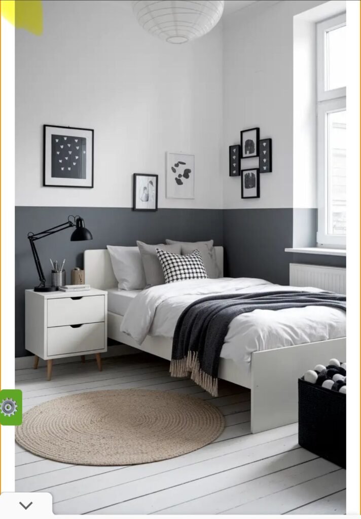 Peinture chambre ado soubassement gris et style scandinave