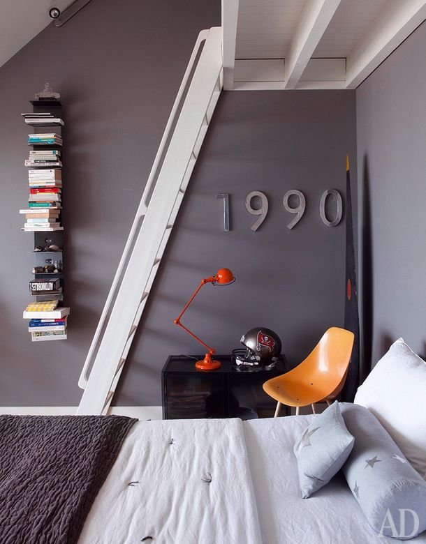 Petite chambre ado style industriel avec echelle et mezzanine