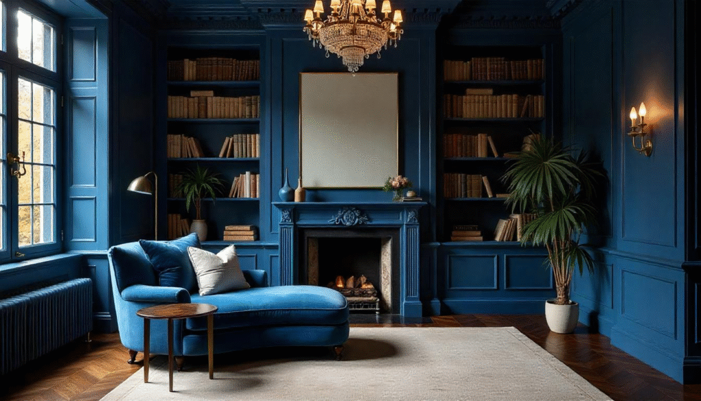 salon bleu classique genere par ia