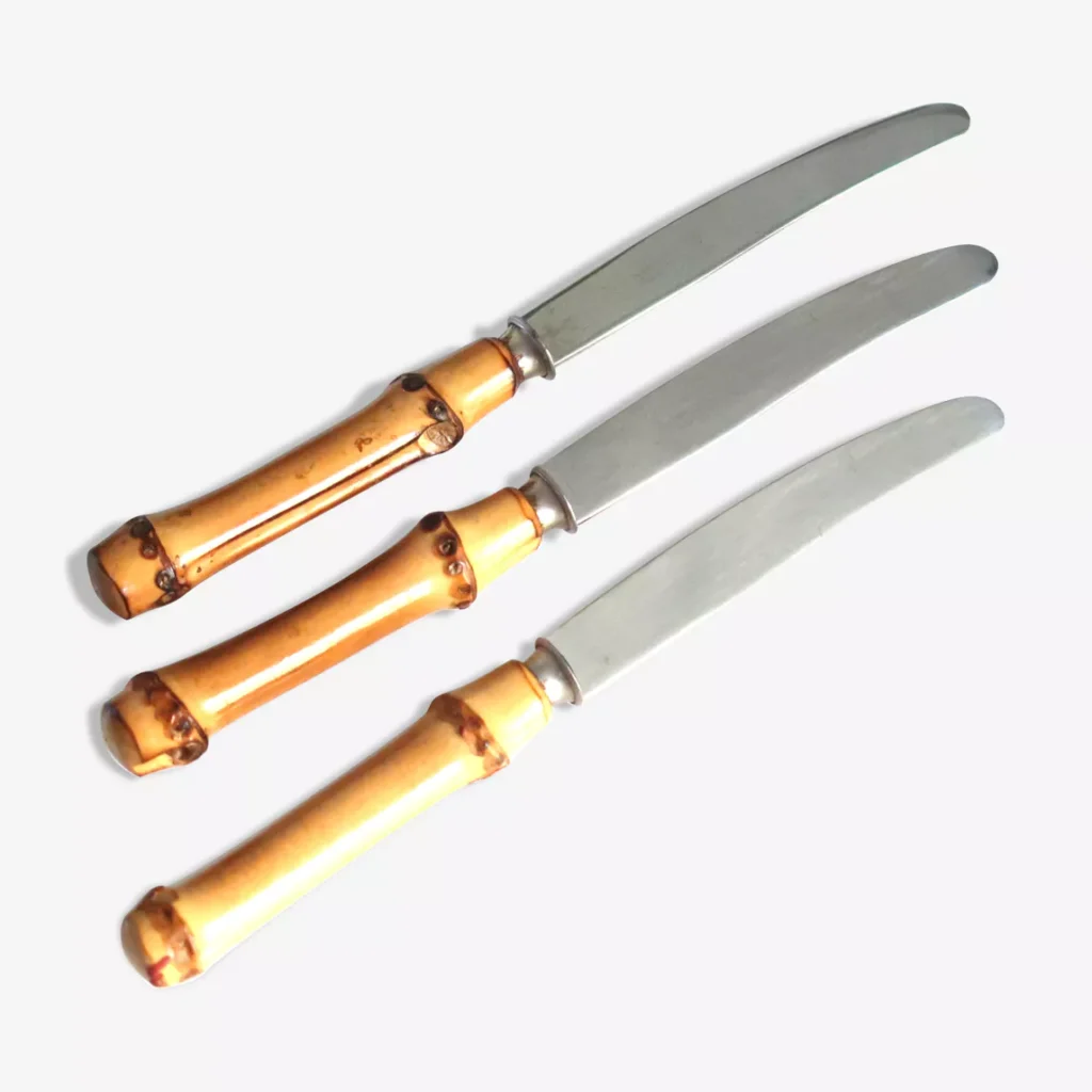 Lot de couteaux annees 60 en bambou