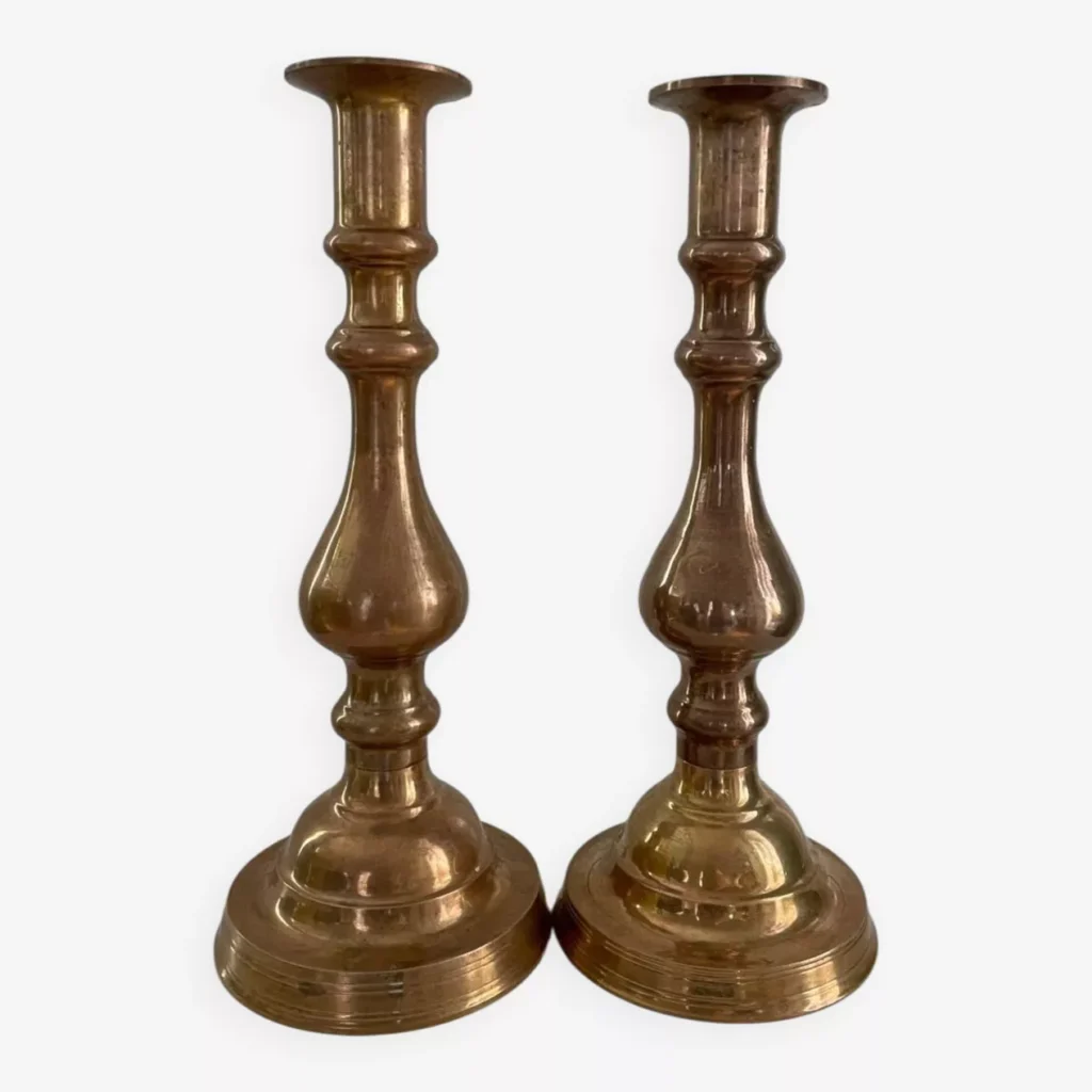 Paire de bougeoir en laiton