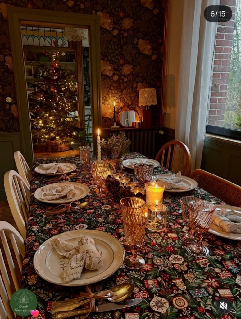 Table de Noel vintage avec nappe tartan pauline le monnier