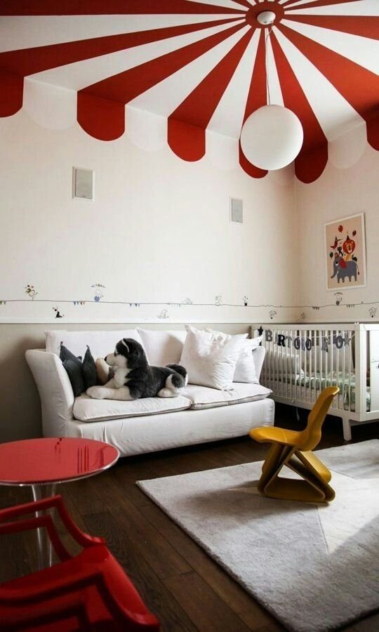Chapithome idee deco chambre enfant avec plafond a rayures