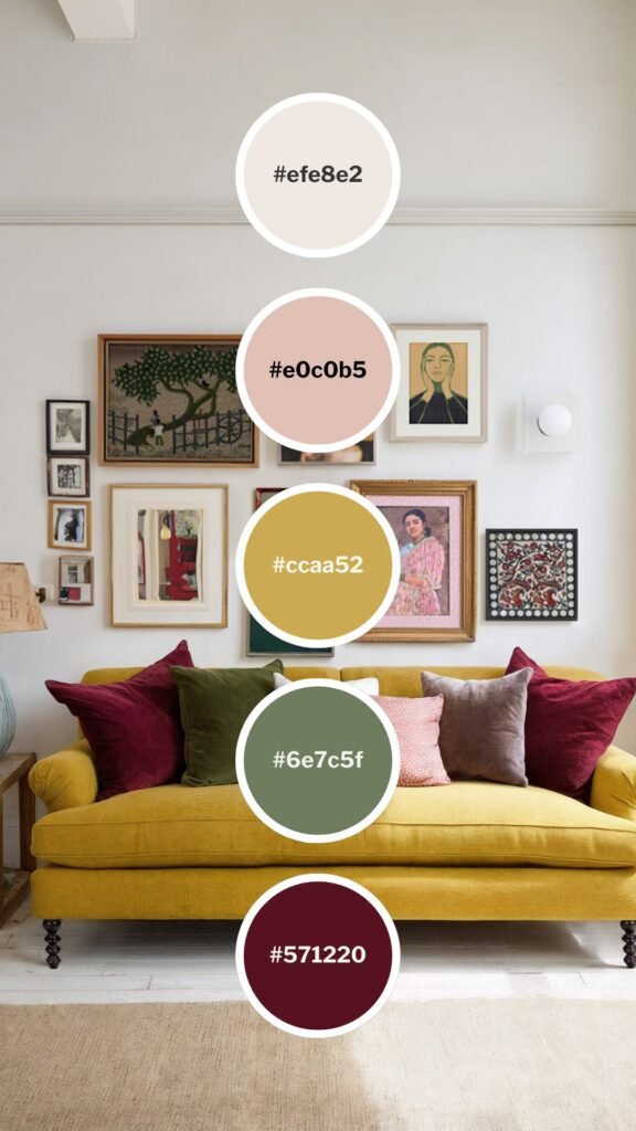 Nuancier de couleur avec canape jaune