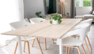 salle a manger blanche minimaliste avant couleur